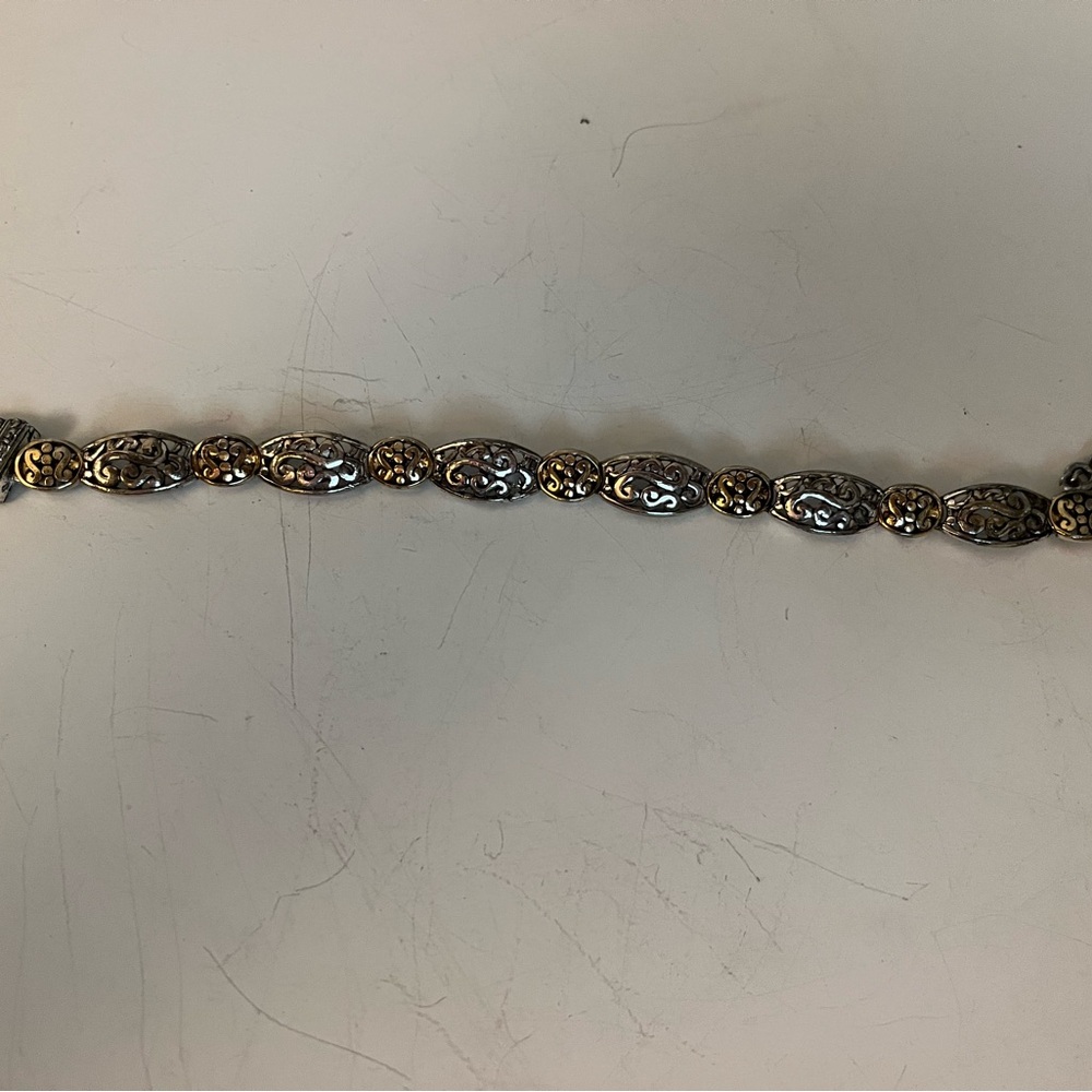 Silver and Gold Filigree Link Bracelet